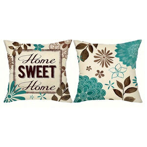 2 pcs Floral & Geometric Pillow Covers, Sweet Home Classic Botanical Print 18"